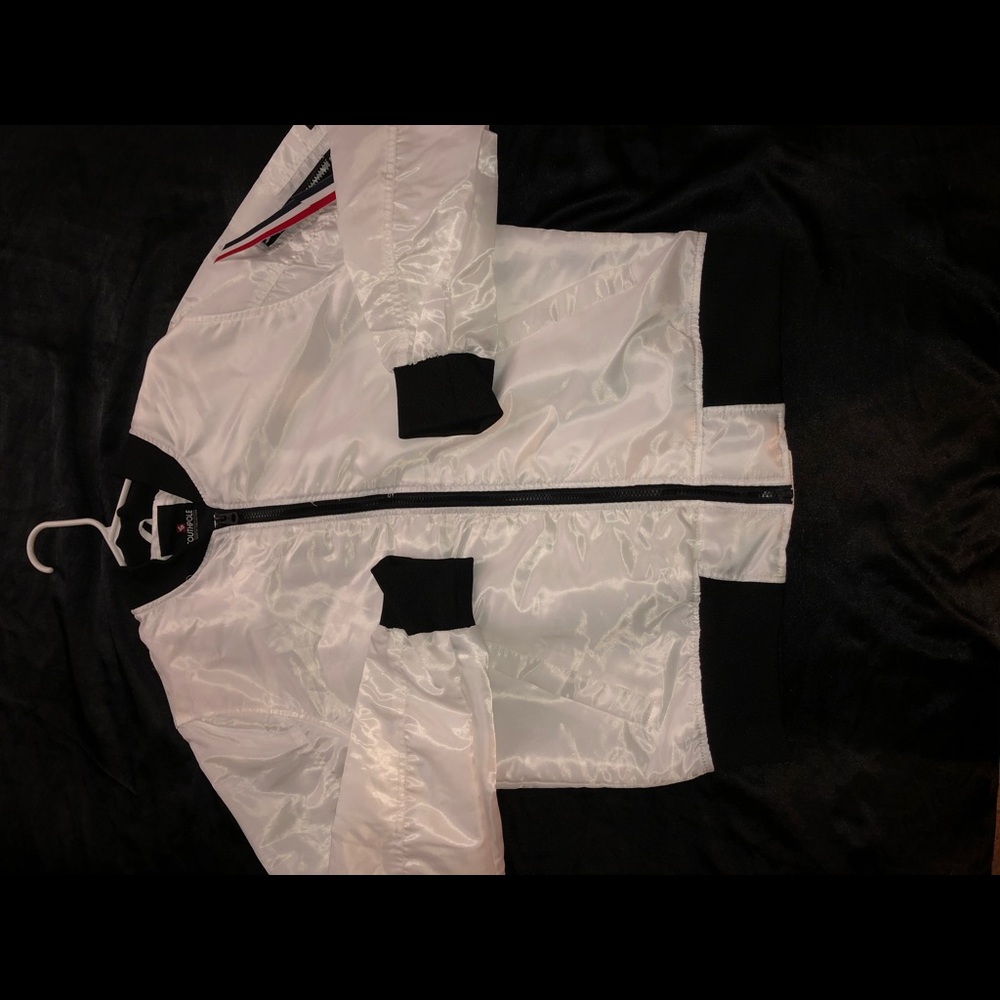 White raincoat material jacket